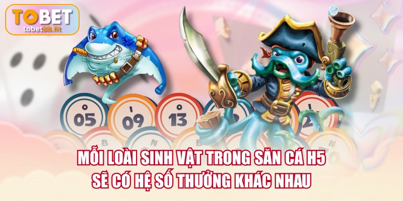 Bắn Cá H5 - Hướng Dẫn Cách Chơi & Bảng Thưởng Chi Tiết 4 Mỗi loài sinh vật trong săn cá H5 sẽ có hệ số thưởng khác nhau